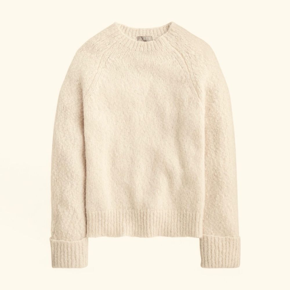 J. Crew Alpaca Cuffed Mockneck Sweater in Ivory - CB946 - Sz S | Small